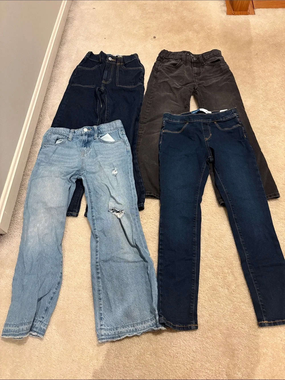 Old Navy girls size 10 Jeans Bundle - Light Blue, Dark Blue, Black, Brown